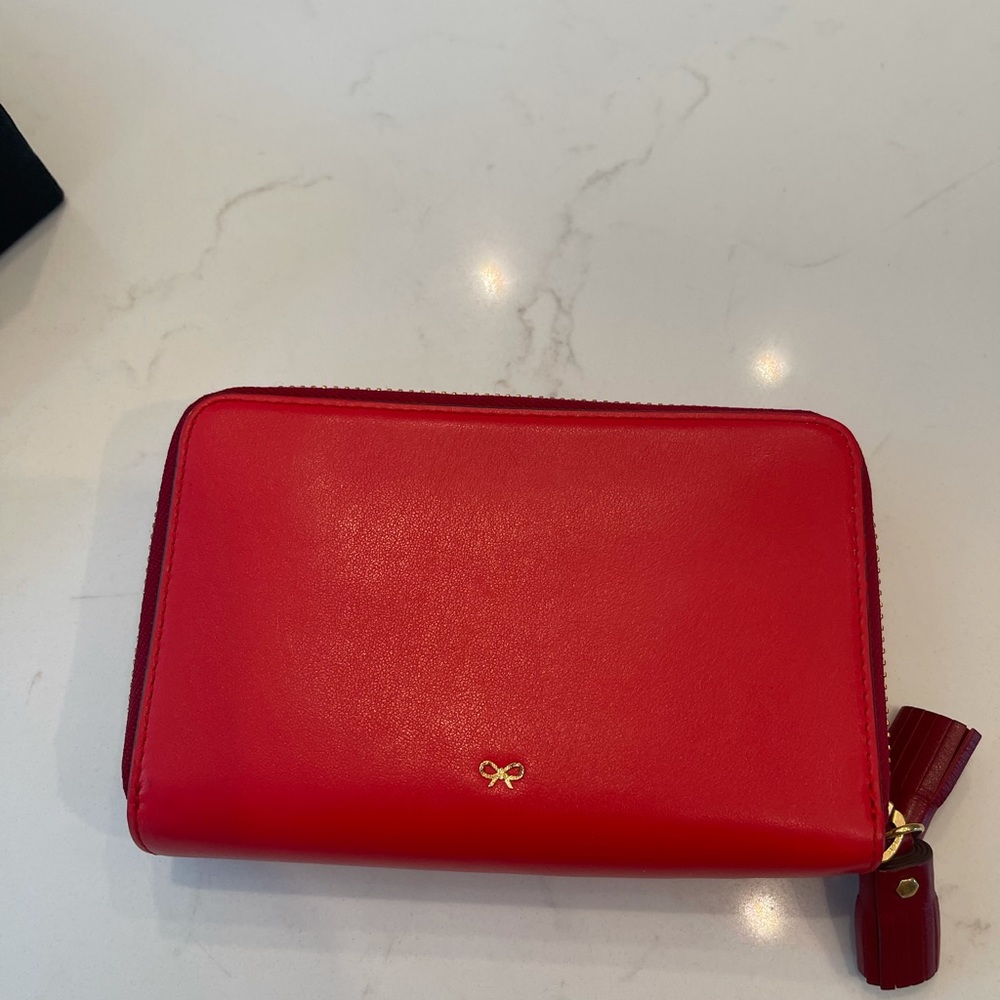 Anya Hindmarch double zip red wallet